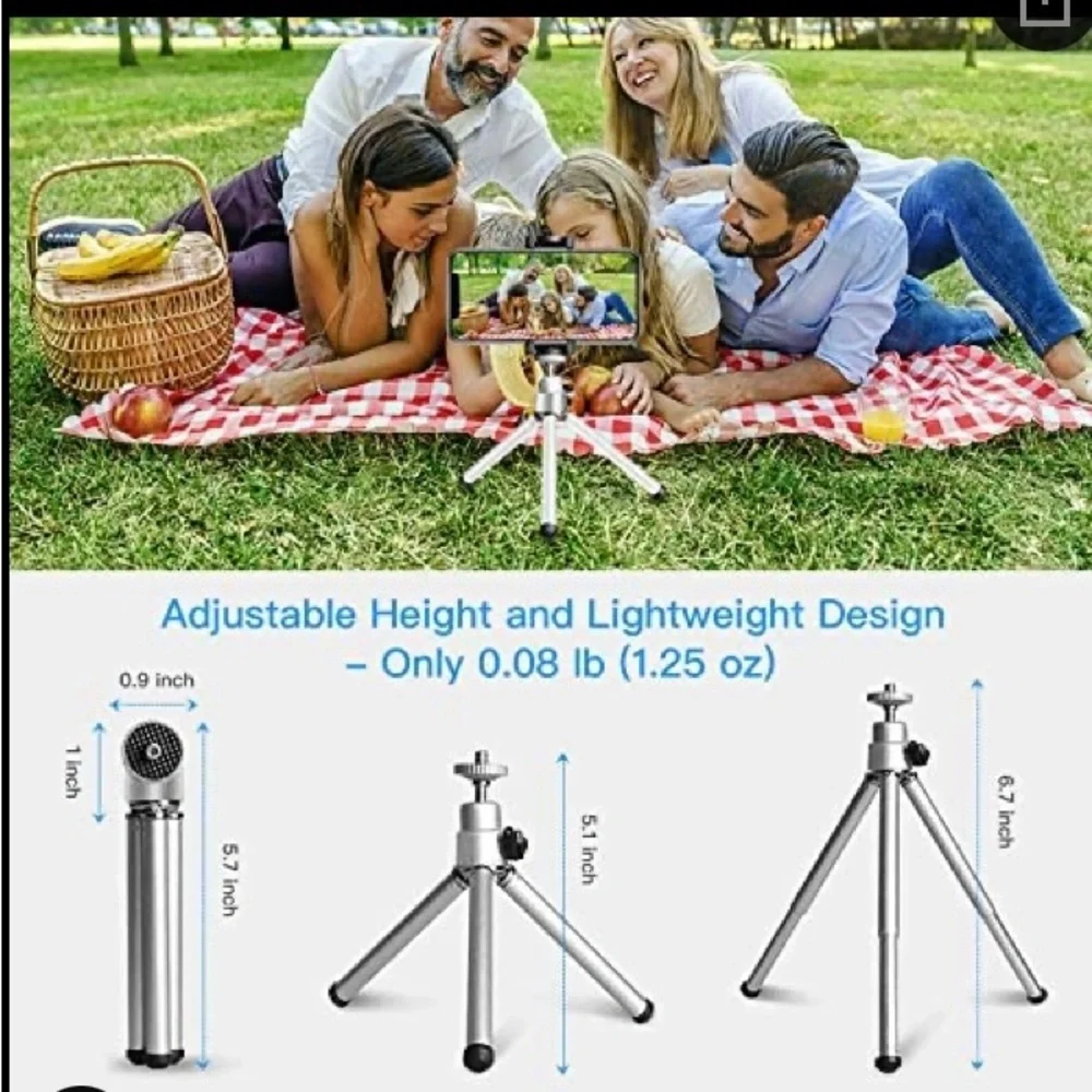 NWT 2pc mini lightweight tripod for webcam cellphone. Height Max extends 5-6.7”